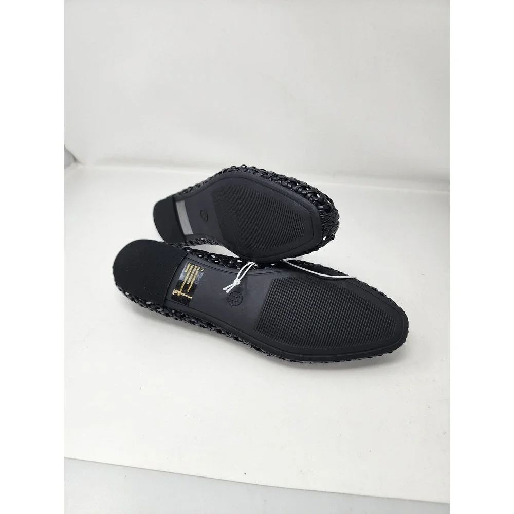 Universal Thread Womens Woven Pointed Toe Flats Black Faux Leather Size 11